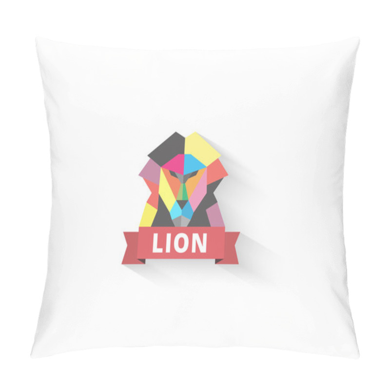 Personality  Polygonal Lion Abstract Logo Design. Creative Business Concept Animals Icon. Vector Idea Logotype. Pillow Covers