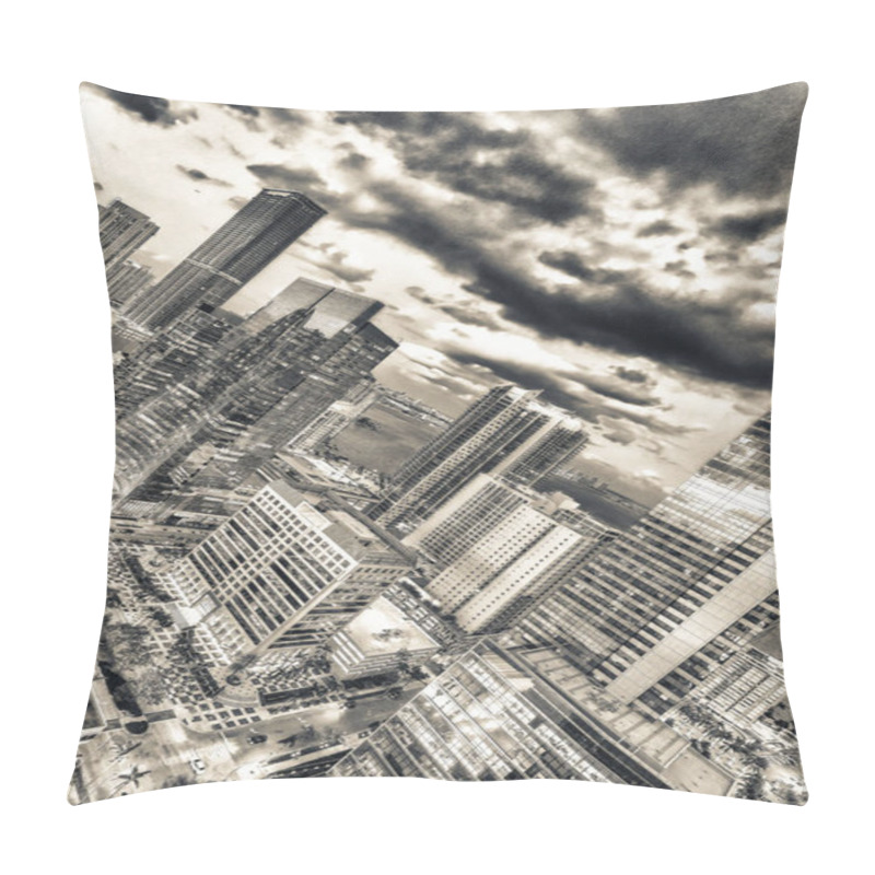 Personality  Amazing Night Lights Of Miami Downtown Skyscrapers, Aerial View. Pillow Covers