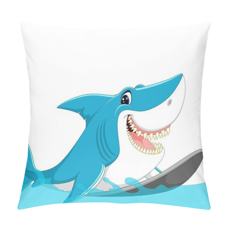 Personality  Cute Shark Surfing Cartoon Pillow Covers