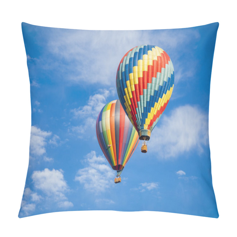 Personality  Beautiful Hot Air Balloons Against A Deep Blue Sky Pillow Covers