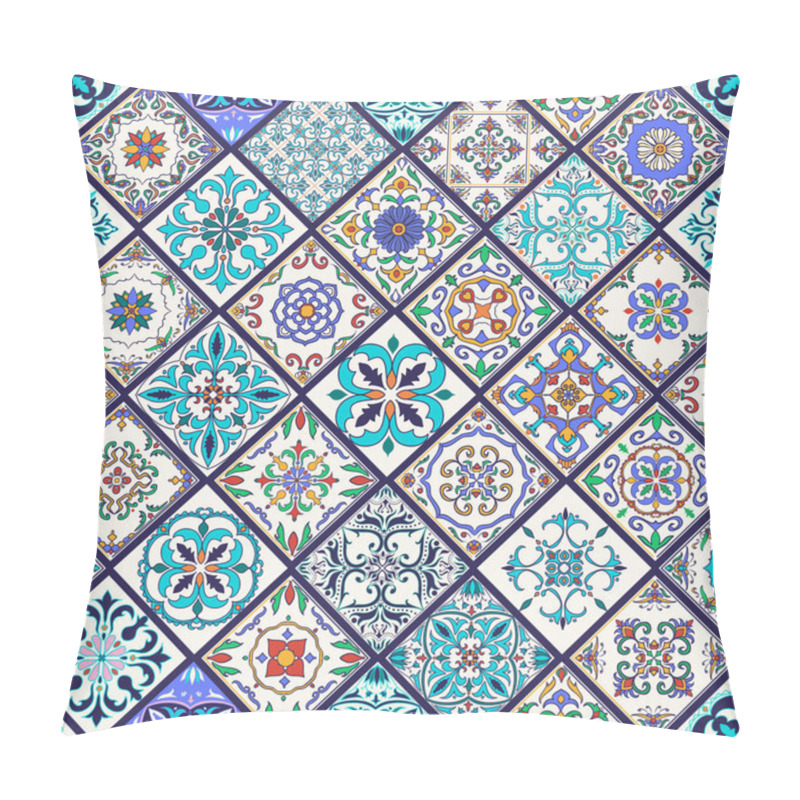 Personality  Vector Seamless Texture. Beautiful Mega Patchwork Pattern For Design And Fashion With Decorative Elements Pillow Covers