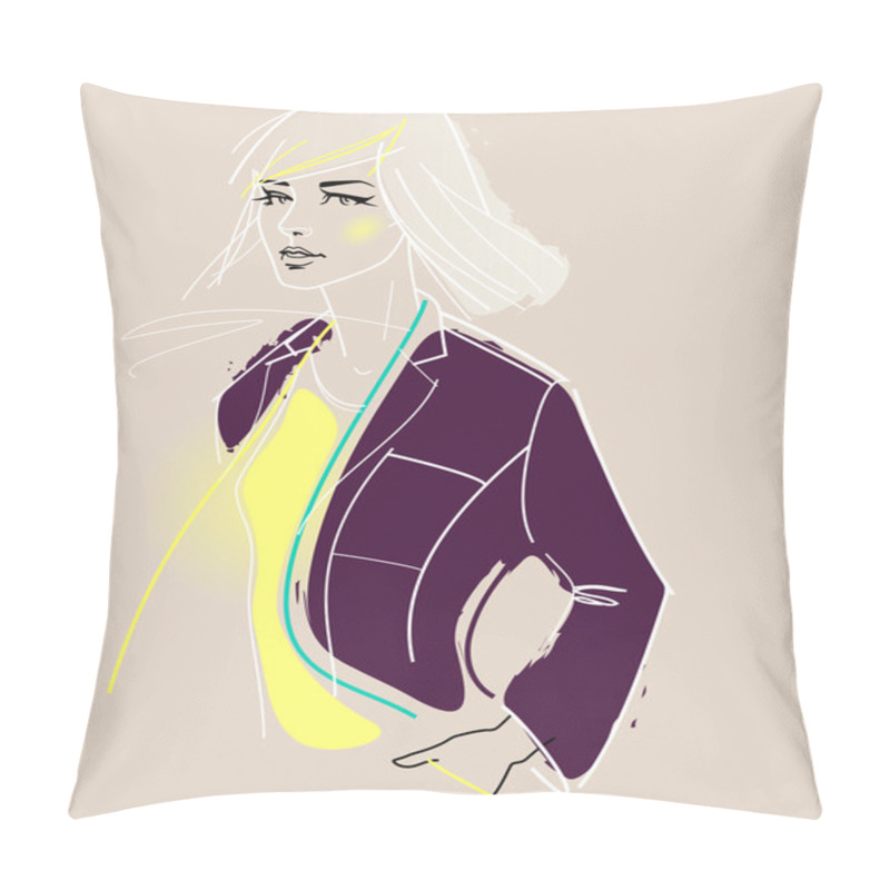 Personality  Fashion Model Illustration Pillow Covers