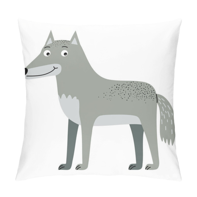 Personality  Cartoon Cute Wolf. Forest, Woodland Animal. Children Illustration. Kids Style  Pillow Covers