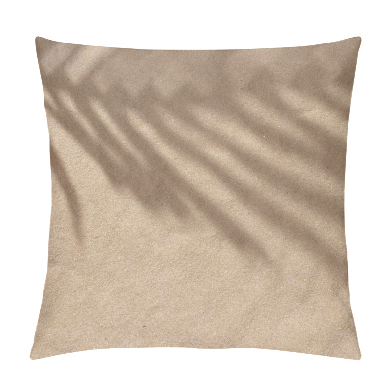 Personality  Summer Beach Daytime Scene With Tropical Palm Leaf Shadow On Sand Background. Minimal Sunlight Tropical Flat Lay Arrangement  Pillow Covers