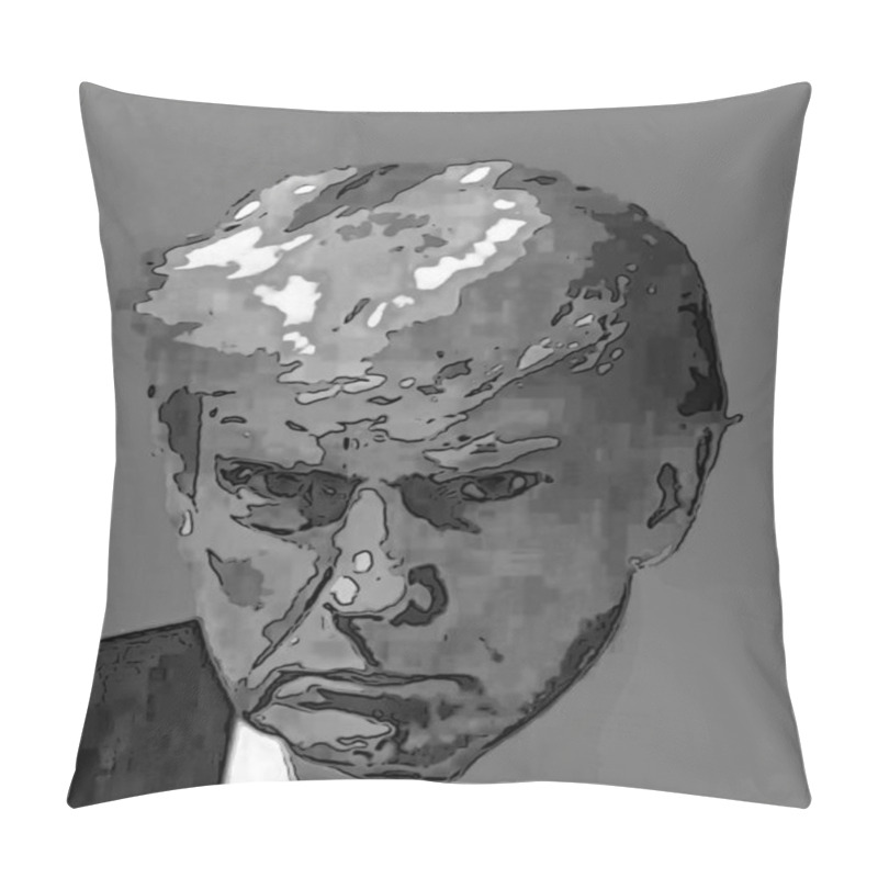 Personality  ATLANTA GEORGIA USA 08 23 2023: Pop Art Of Donald Trump Mug Shot (is An American Politician, Media Personality, And Businessman Who Served As The 45th President Of The United States Pillow Covers