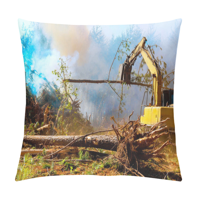 Personality  During Clearing Of Land For Construction, Uprooted Trees Are Burned, Creating Environmental Problems Pillow Covers