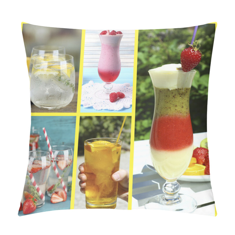 Personality  Collage Of Cold Summer Beverages Pillow Covers