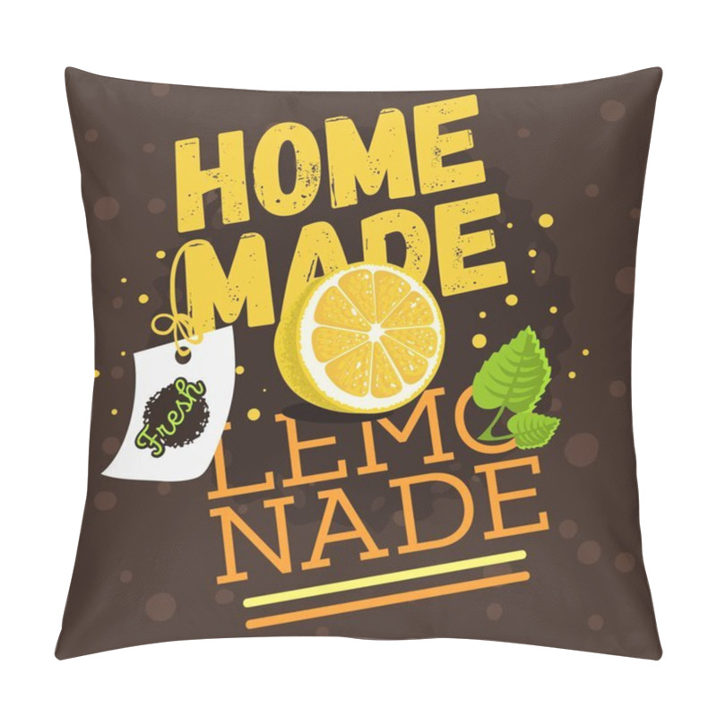 Personality  Homemade Lemonade Typographic Design With A Branch Of Mint, Slic Pillow Covers