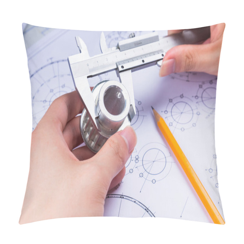 Personality  Tools And Mechanisms Detail On The Background Of Technical Drawings Pillow Covers