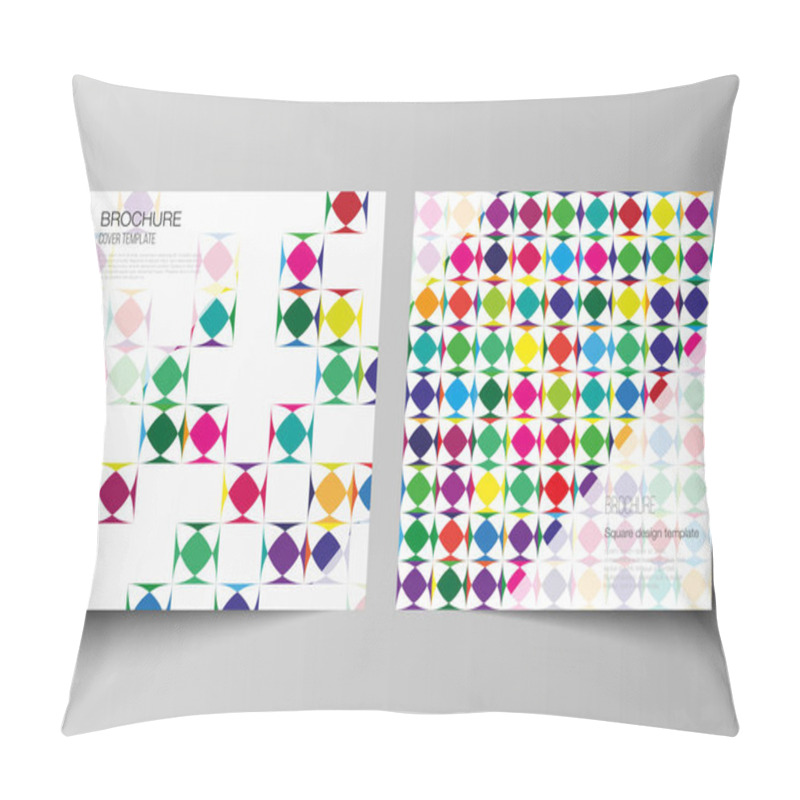 Personality  The Minimal Vector Layout Of Two Square Format Covers Design Templates For Brochure, Flyer, Magazine. Abstract Background, Geometric Mosaic Pattern With Bright Circles, Geometric Shapes. Pillow Covers