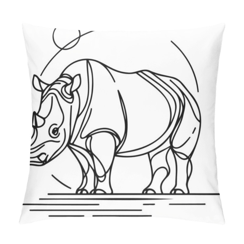 Personality  Abstract Line Art Illustration Of A Rhinoceros With Geometric Patterns Pillow Covers