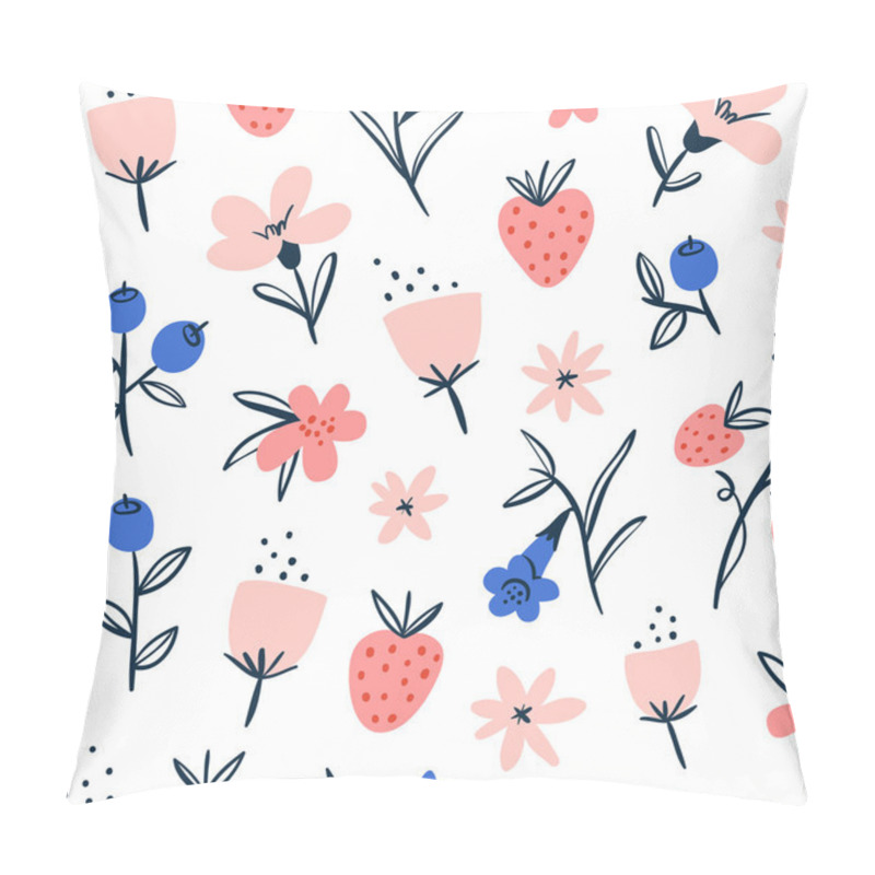 Personality  Abstract Flowers And Berries On White Pillow Covers