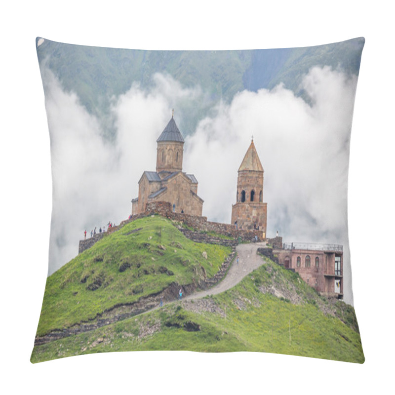 Personality  Gergeti Trinity Church In The Mountains Of The Caucasus Pillow Covers