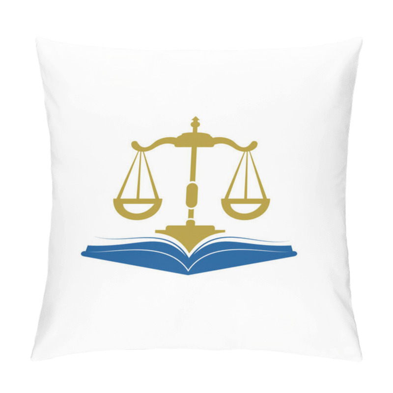 Personality  Law Education Logo Design. Vector Libra And Open Book Logo Combination. Pillow Covers