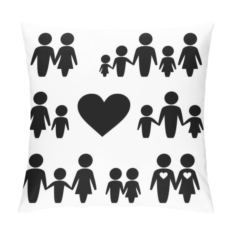 Personality  People Family Icons Set Pillow Covers