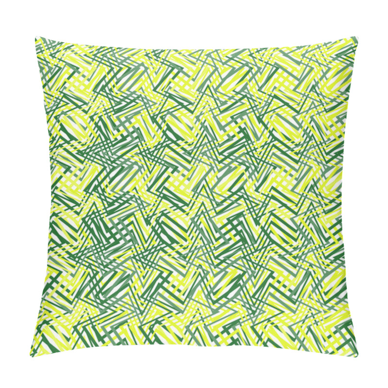 Personality  Intersected, Interweaved Irregular Lines, Stripes Green Grid Pat Pillow Covers