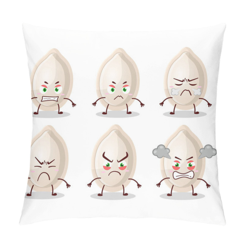 Personality  Pumpkin Seed Cartoon Character With Various Angry Expressions. Vector Illustration Pillow Covers