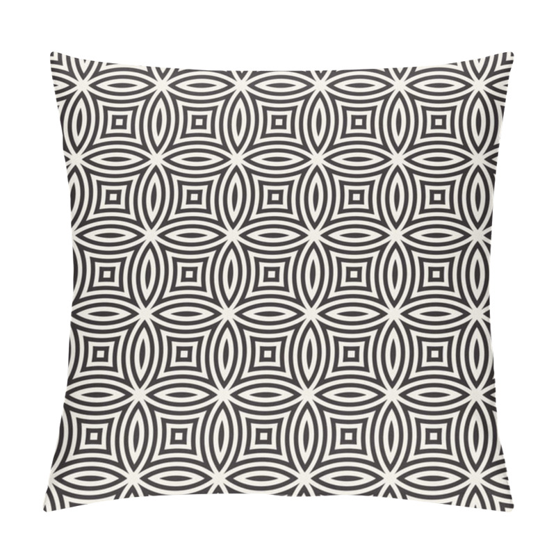 Personality  Vector Seamless Black And White Geometric Lines Pattern. Abstract Geometric Background Design Pillow Covers