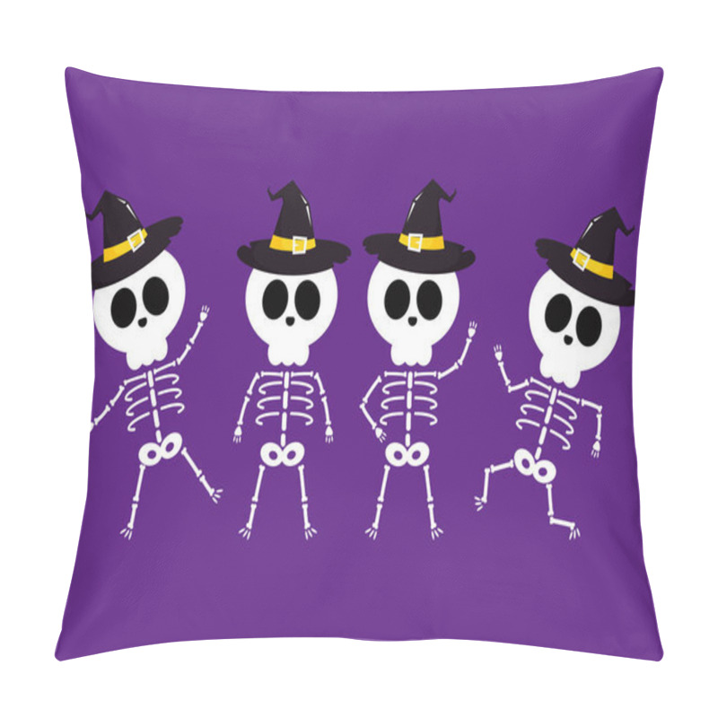 Personality  Cute Halloween Skeleton Cartoon. Skeleton In Halloween Day. Halloween Character Cartoon. Happy Halloween Greeting Card.  Pillow Covers