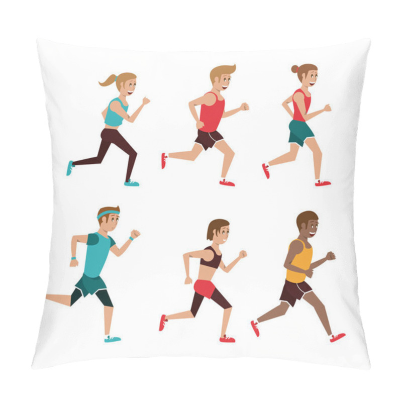 Personality  Set Of People Running Cartoons Pillow Covers