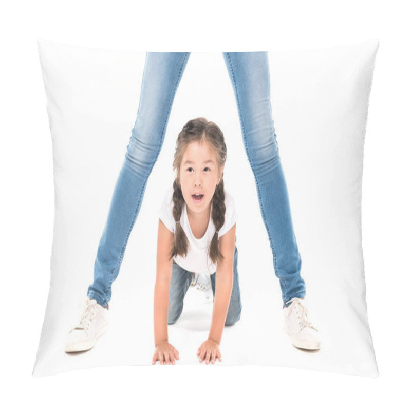 Personality   Mother And Her Daughter Having Fun Pillow Covers