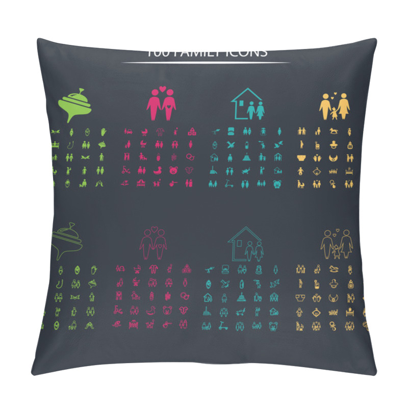 Personality  Set Of One Hundred Family Icon Pillow Covers