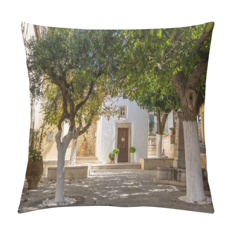 Personality  Temple Of The Holy Cross In The Mountain Town Of Archanes On The Island Of Crete, Greece Pillow Covers