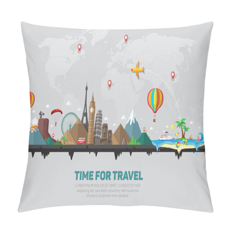 Personality  Travel And Tourism Background. Pillow Covers