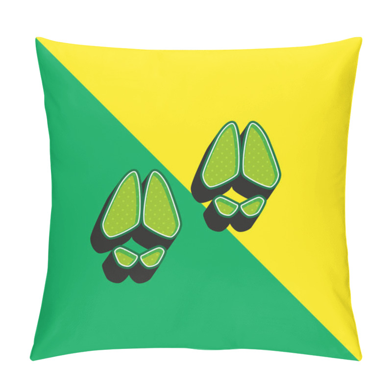 Personality  Animal Footprints Green And Yellow Modern 3d Vector Icon Logo Pillow Covers