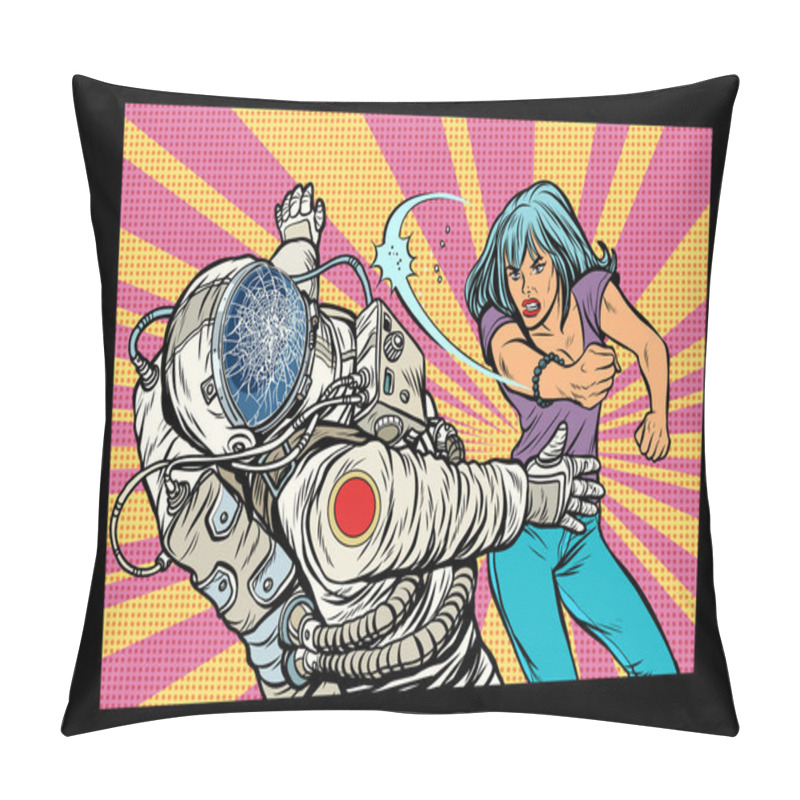 Personality  Woman Vs Astronaut, Fight Pillow Covers