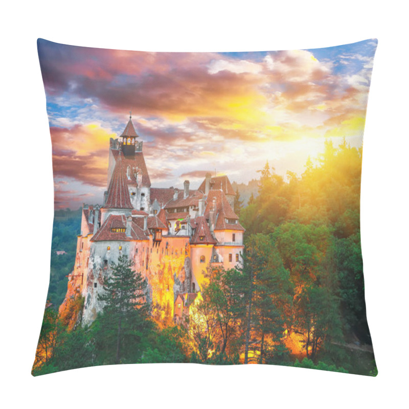 Personality  Landscape With Medieval Bran Castle Known For The Myth Of Dracula At Sunset, Brasov Landmark, Transylvania, Romania, Europe Pillow Covers