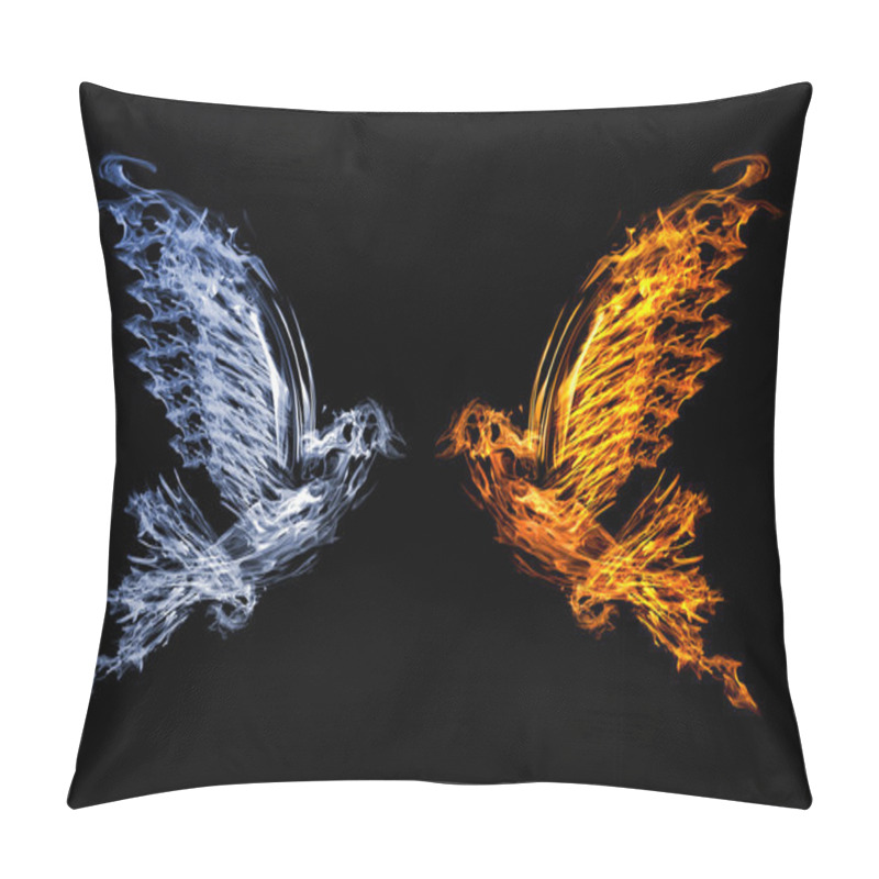 Personality  Smoke And Flame Flying Doves Pillow Covers