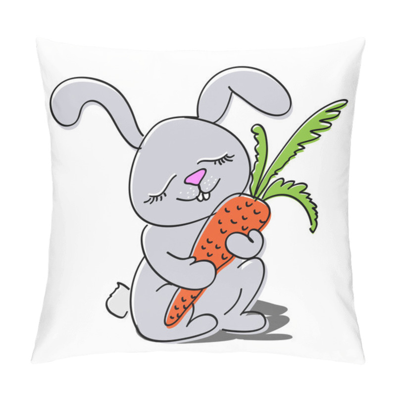 Personality  Cute Rabbit With Carrot. Pillow Covers