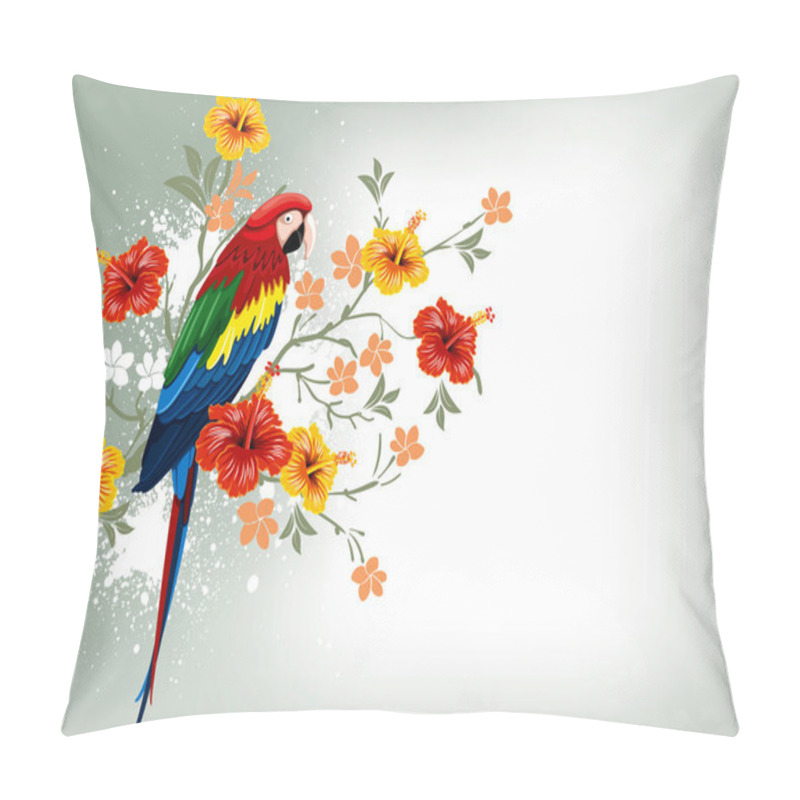 Personality  Parrot And Tropical Flowers Pillow Covers