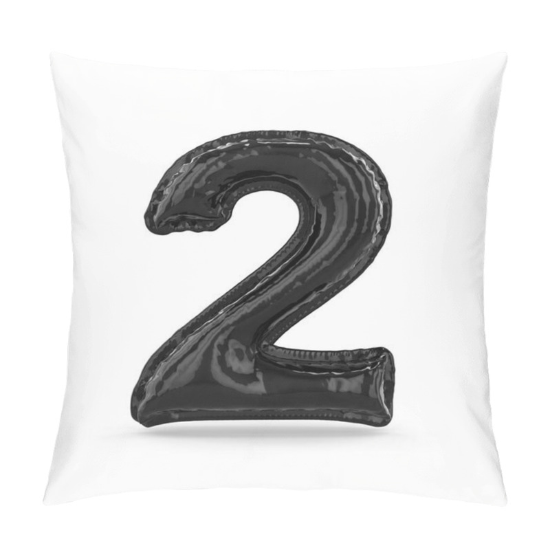 Personality  Black Digit Two Made Of Inflatable Balloon Isolated. 3D Pillow Covers