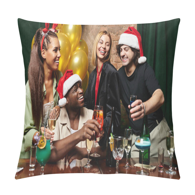 Personality  Young Professionals Enjoy Drinks And Cheerful Moments At A Vibrant Corporate Holiday Gathering. Pillow Covers