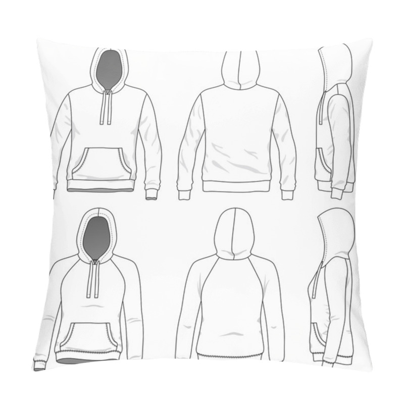 Personality  Front, Back And Side Views Of Blank Hoodie Pillow Covers