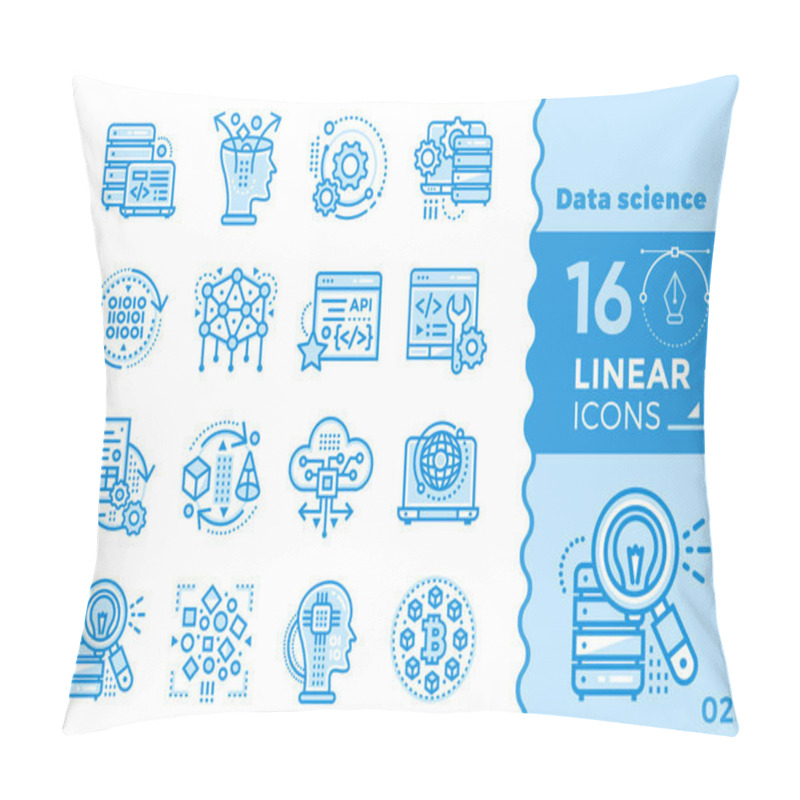 Personality  Linear Icon Set Of Data Science Technology And Machine Learning  Pillow Covers