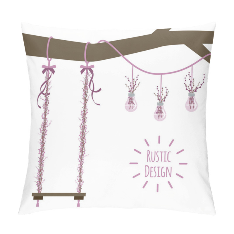 Personality  Vector Illustration With Tree Branch And Swing Pillow Covers