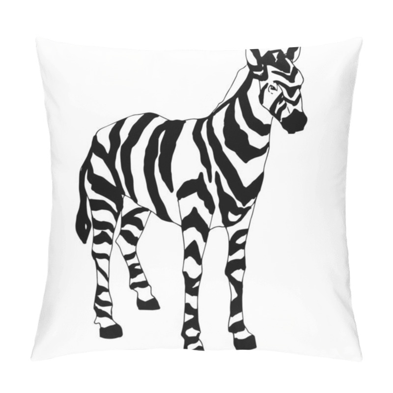 Personality  Vector Exotic Zebra Wild Animal Isolated. Black And White Engraved Ink Art. Isolated Animal Illustration Element. Pillow Covers