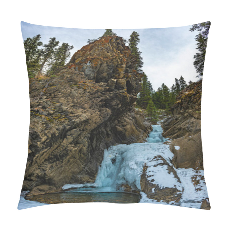 Personality  Whitegoat Falls Nordegg Alberta Majestic Waterfall Cascading In Albertas Serene Rocky Mountain Wilderness Pillow Covers