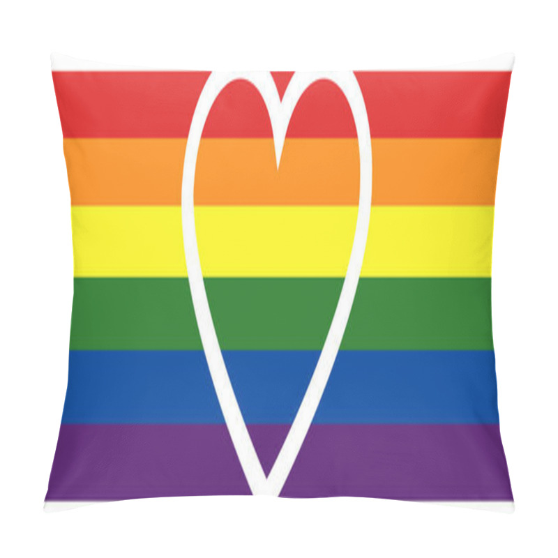 Personality  Illustration Of Heart Near Rainbow Lgbt Flag, Banner Pillow Covers