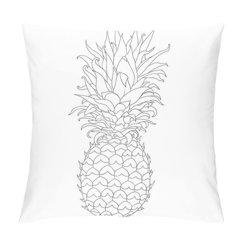 Personality  Black And White Sketch Of Pineapple, Hand Drawn Vector Illustration Pillow Covers