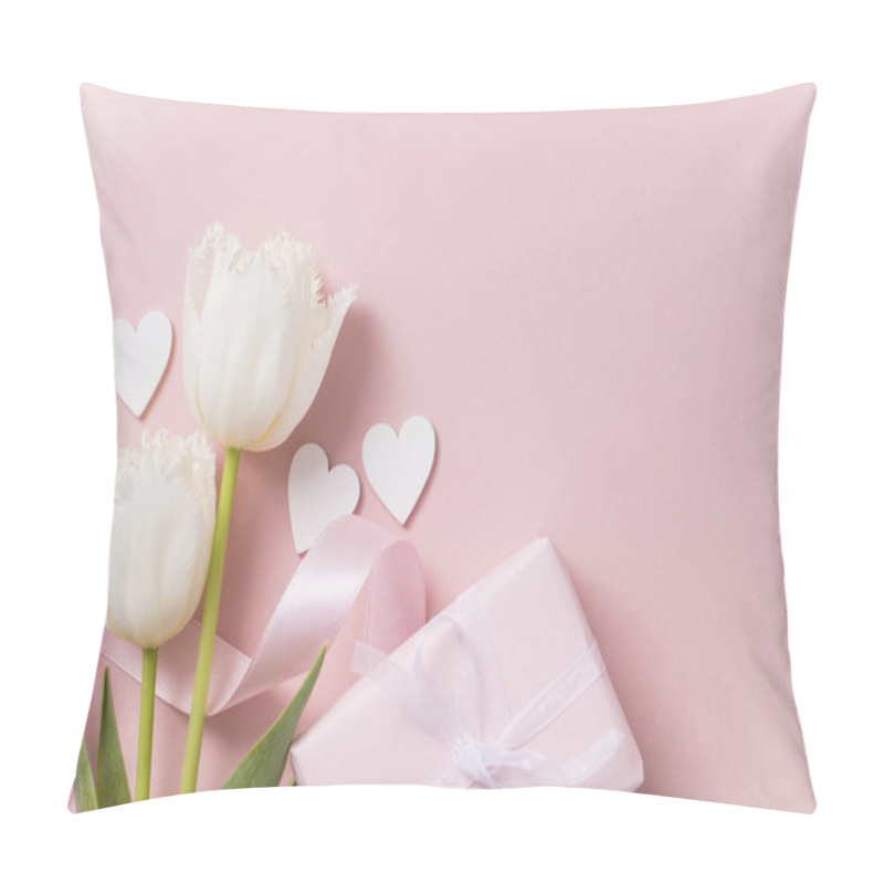 Personality  Pink Celebration Background, Flowers, Hearts And Gift. Pillow Covers