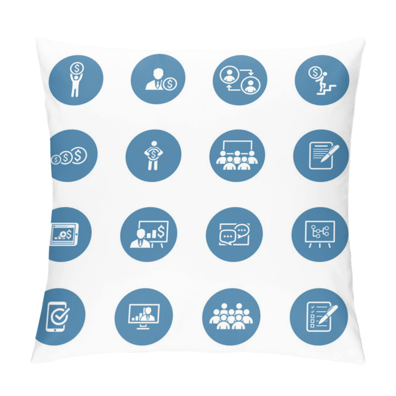 Personality  Business Coaching Icon Set. Online Learning. Flat Design. Pillow Covers