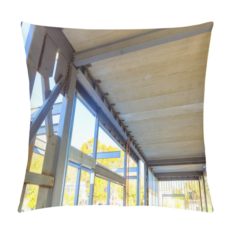 Personality  Steel Beams Frame Building Office During Construction Pillow Covers