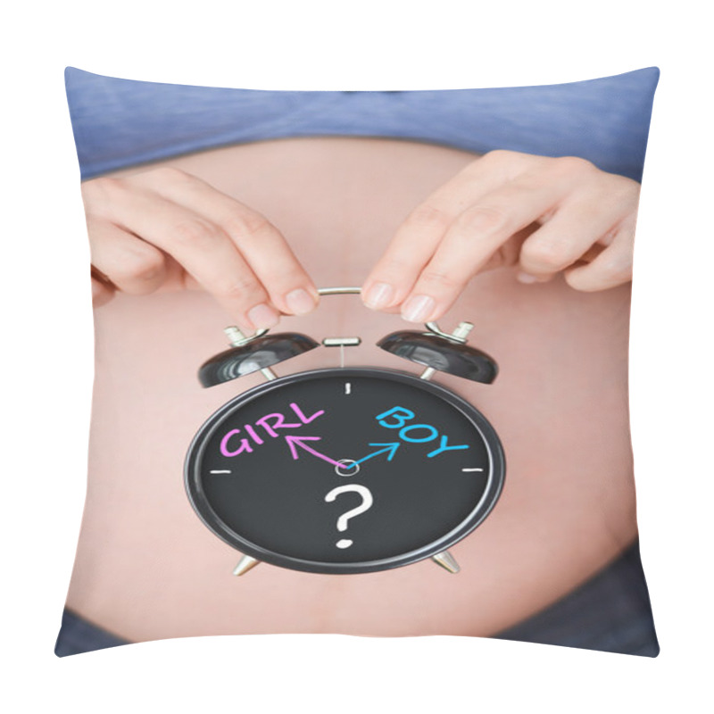 Personality  Pregnant Woman Holding Clock Pillow Covers