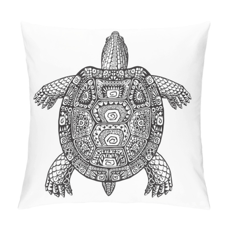 Personality  Turtle Ethnic Graphic Style With Decorative Patterns. Vector Illustration Pillow Covers