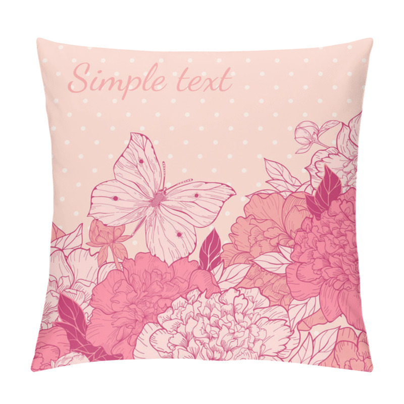 Personality  Card With Peonies And Butterfly Pillow Covers