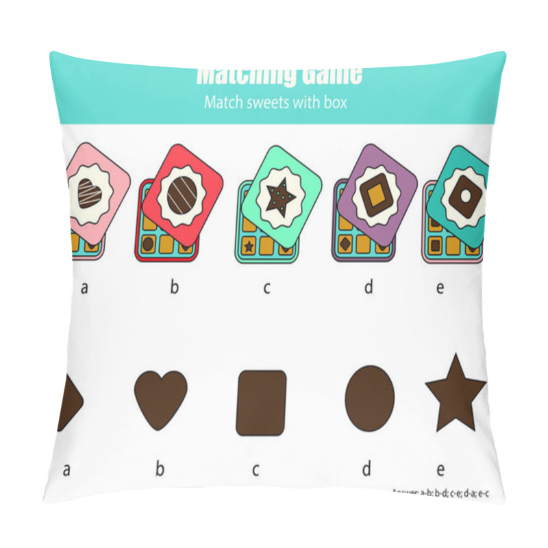 Personality  Matching Children Educational Game With Chocolate Sweets. Match By Shape Kids Activity Pillow Covers